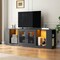 Black Particleboard TV Stand with LED Lights and Charging Station